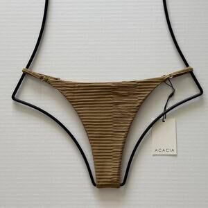 Acacia Ralphy  Bikini Bottom - Palm Dual Ribbed - High Cut, Minimal Coverage
